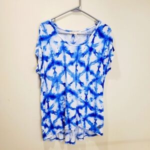 Michael Kors white and blue Tie Dye top fits L